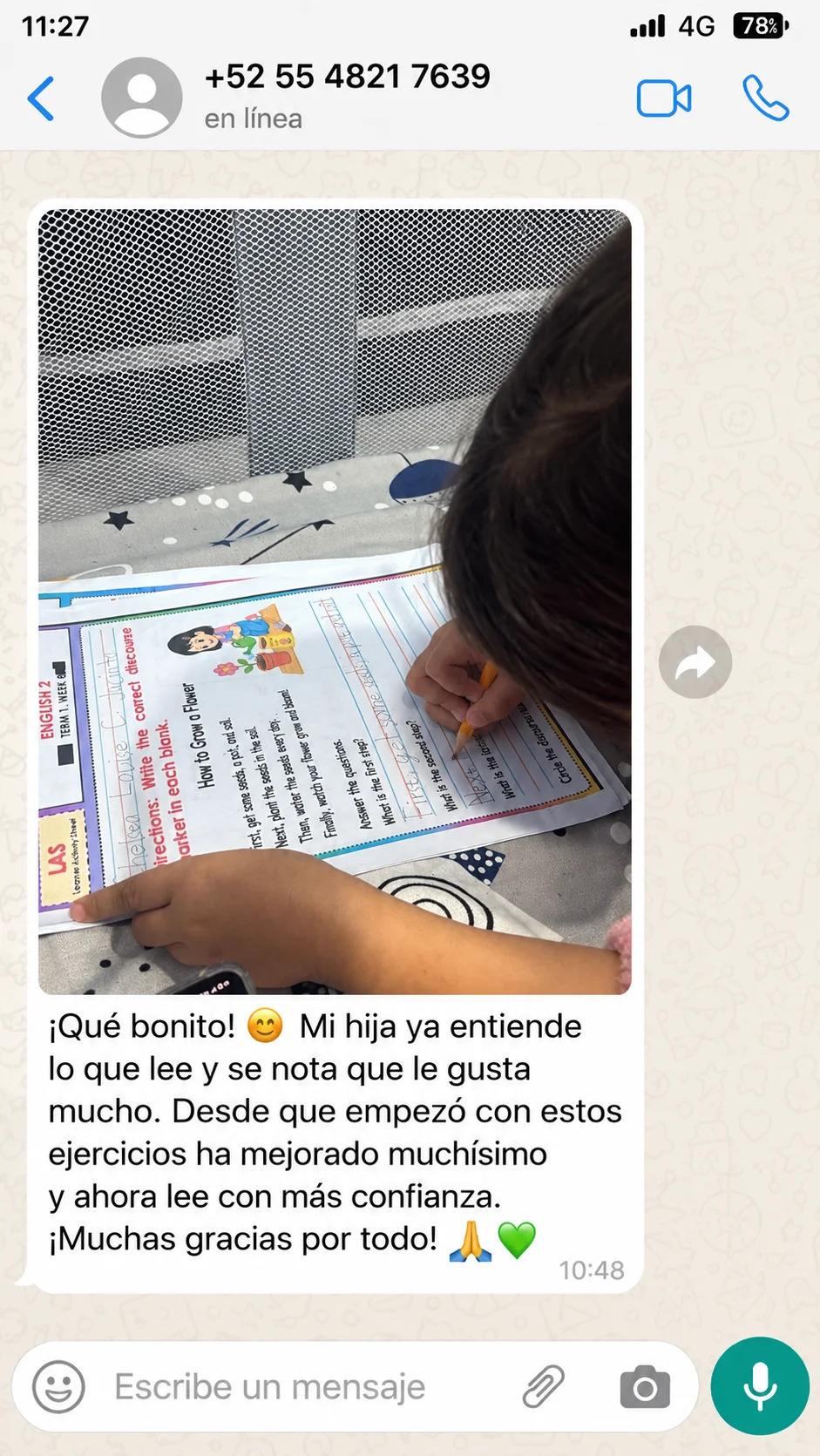 Testimonio de mamá: Mi hija ya entiende lo que lee y ahora lee con más confianza. ¡Muchas gracias por todo!